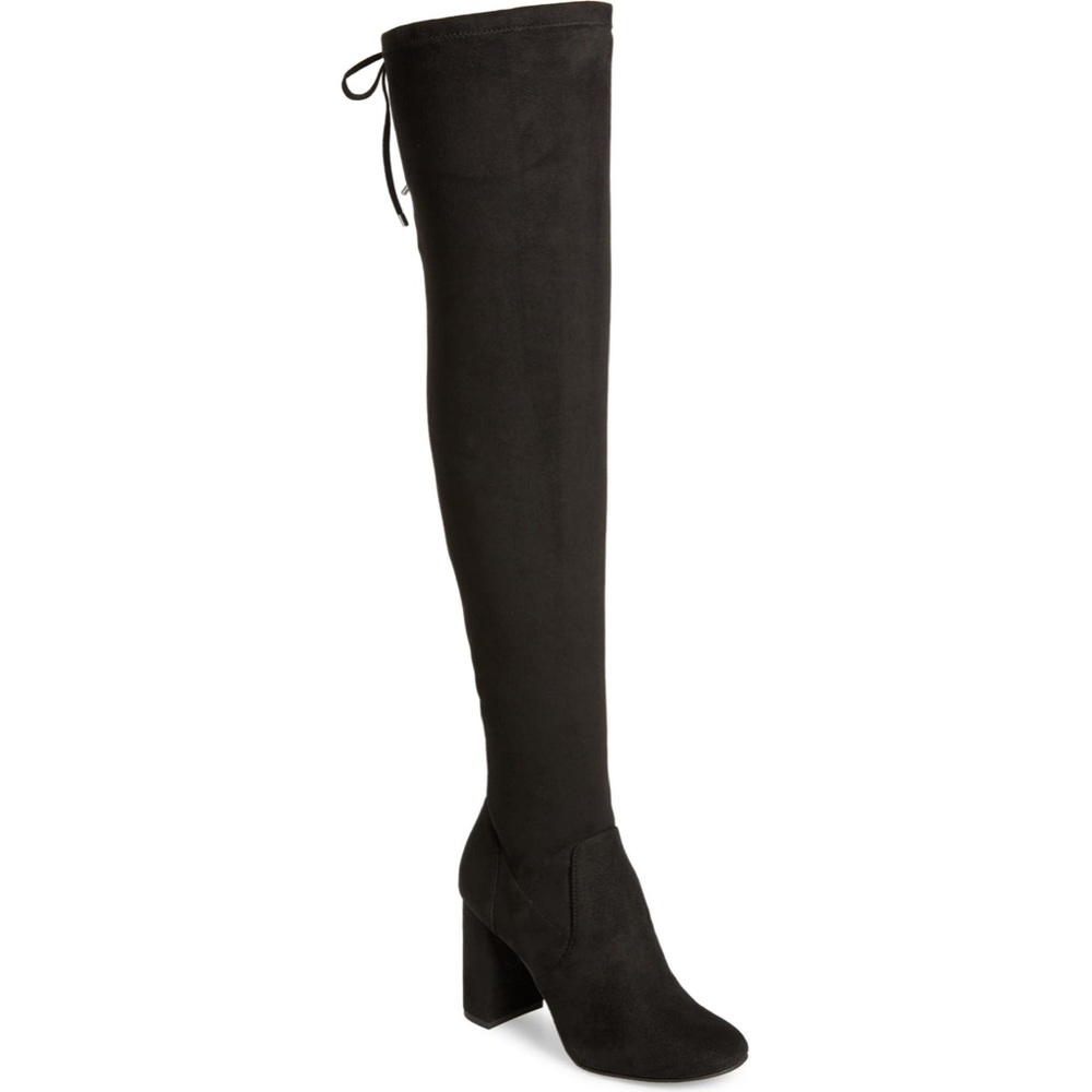 Black faux suede over the knee boots.